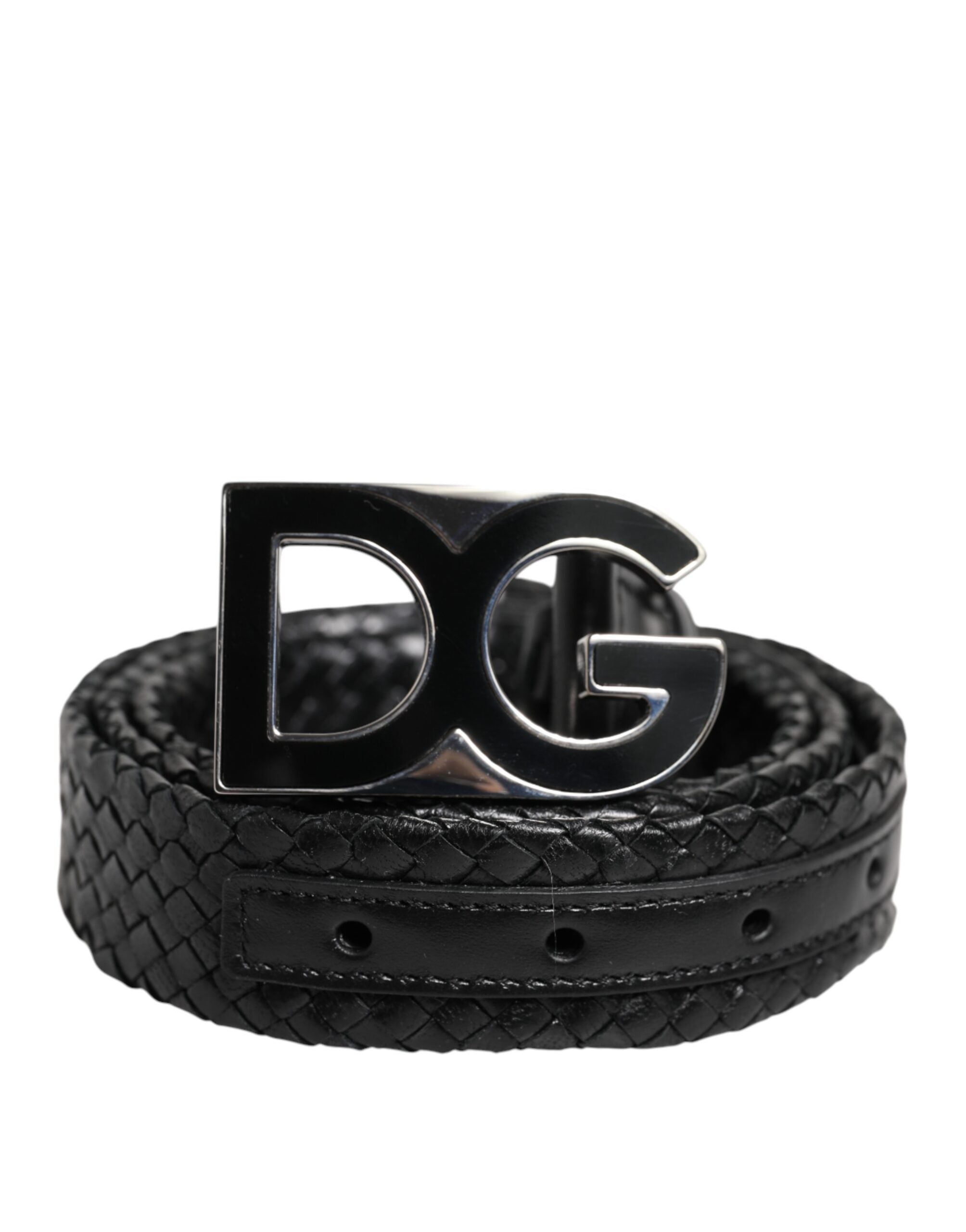 Ceinture Dolce &amp; Gabbana classique en cuir noir avec boucle logo DG