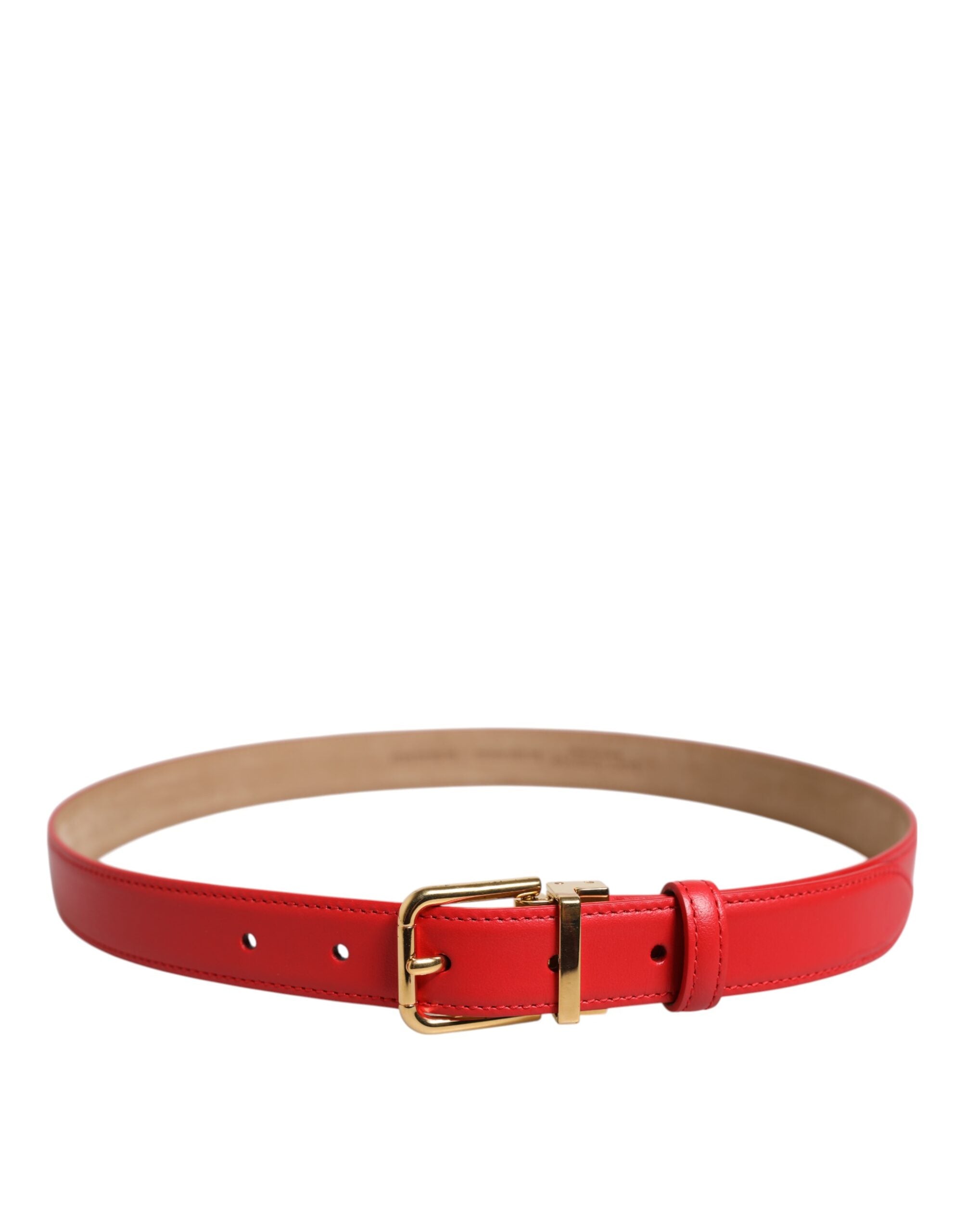 Ceinture Dolce &amp; Gabbana en cuir rouge avec boucle en métal doré