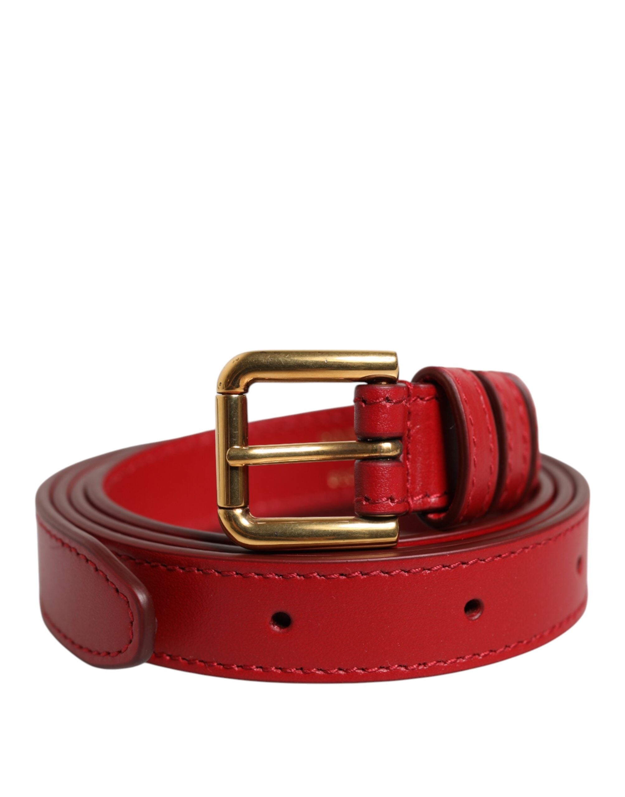 Ceinture Dolce &amp; Gabbana à boucle de taille en métal gravée du logo rouge