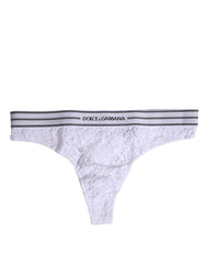 Culotte Dolce &amp; Gabbana en nylon blanc avec fond en dentelle florale