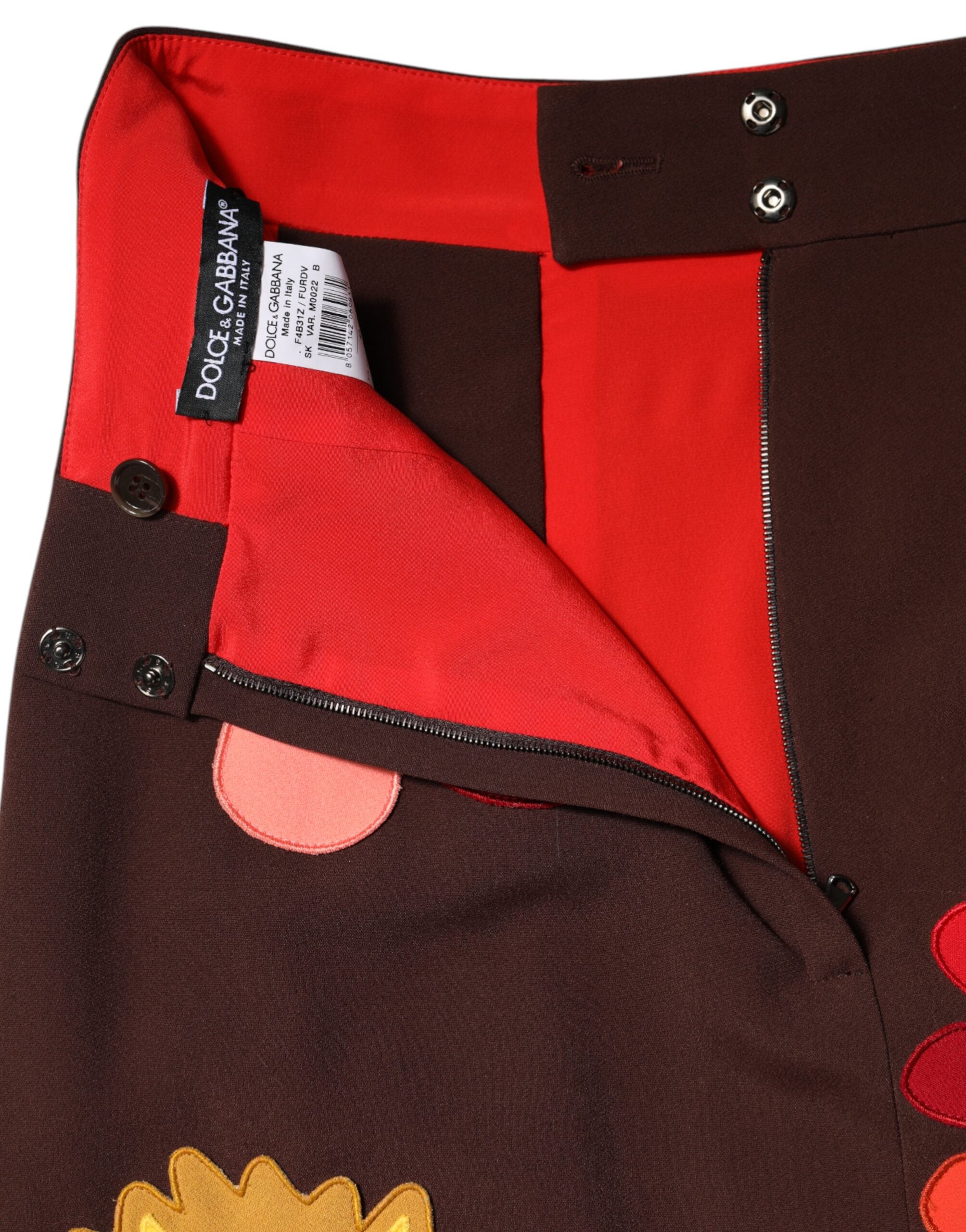 Dolce &amp; Gabbana brauner Rock mit Blumenmuster, hohem Bund und Seitenschlitz