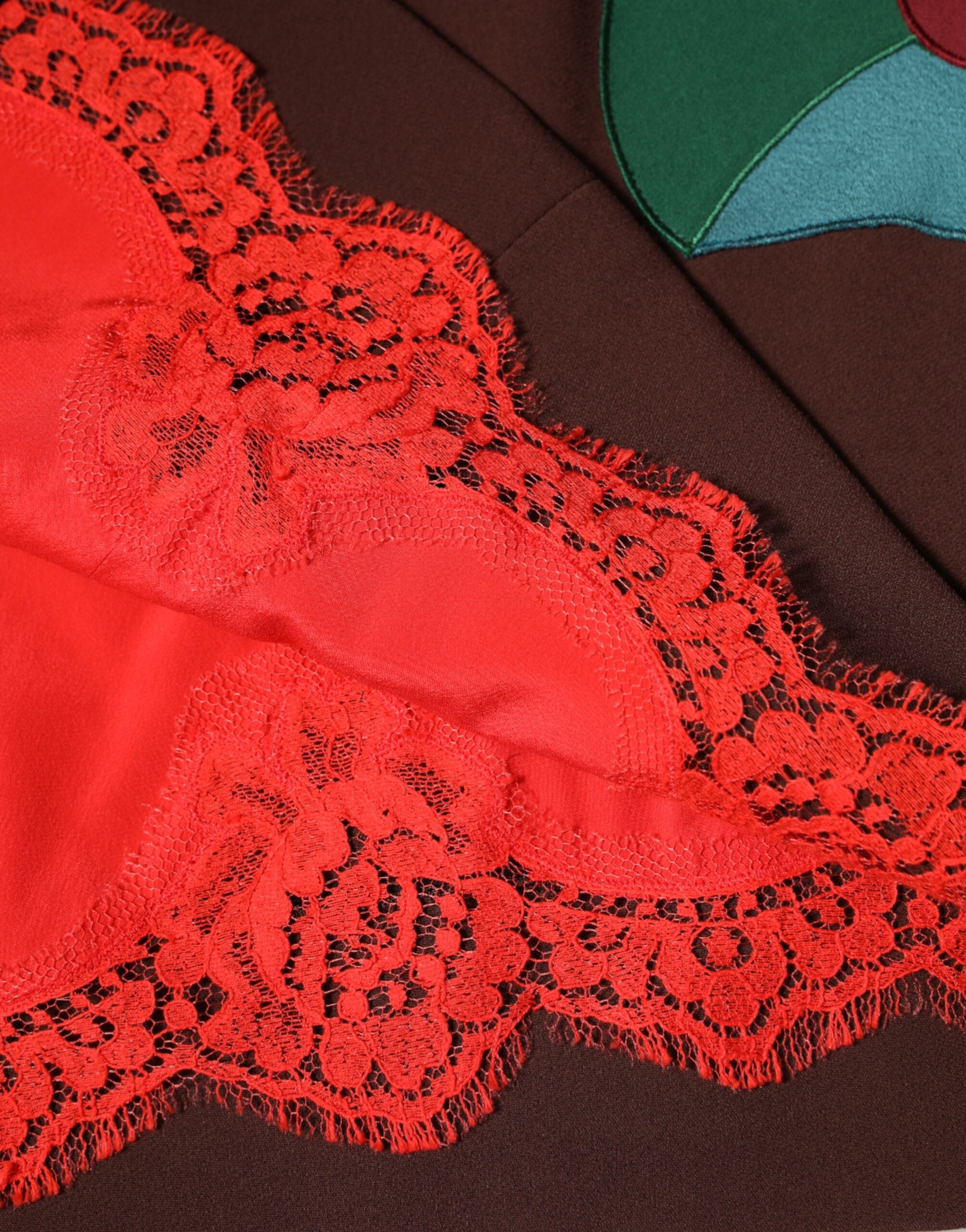 Dolce &amp; Gabbana brauner Rock mit Blumenmuster, hohem Bund und Seitenschlitz