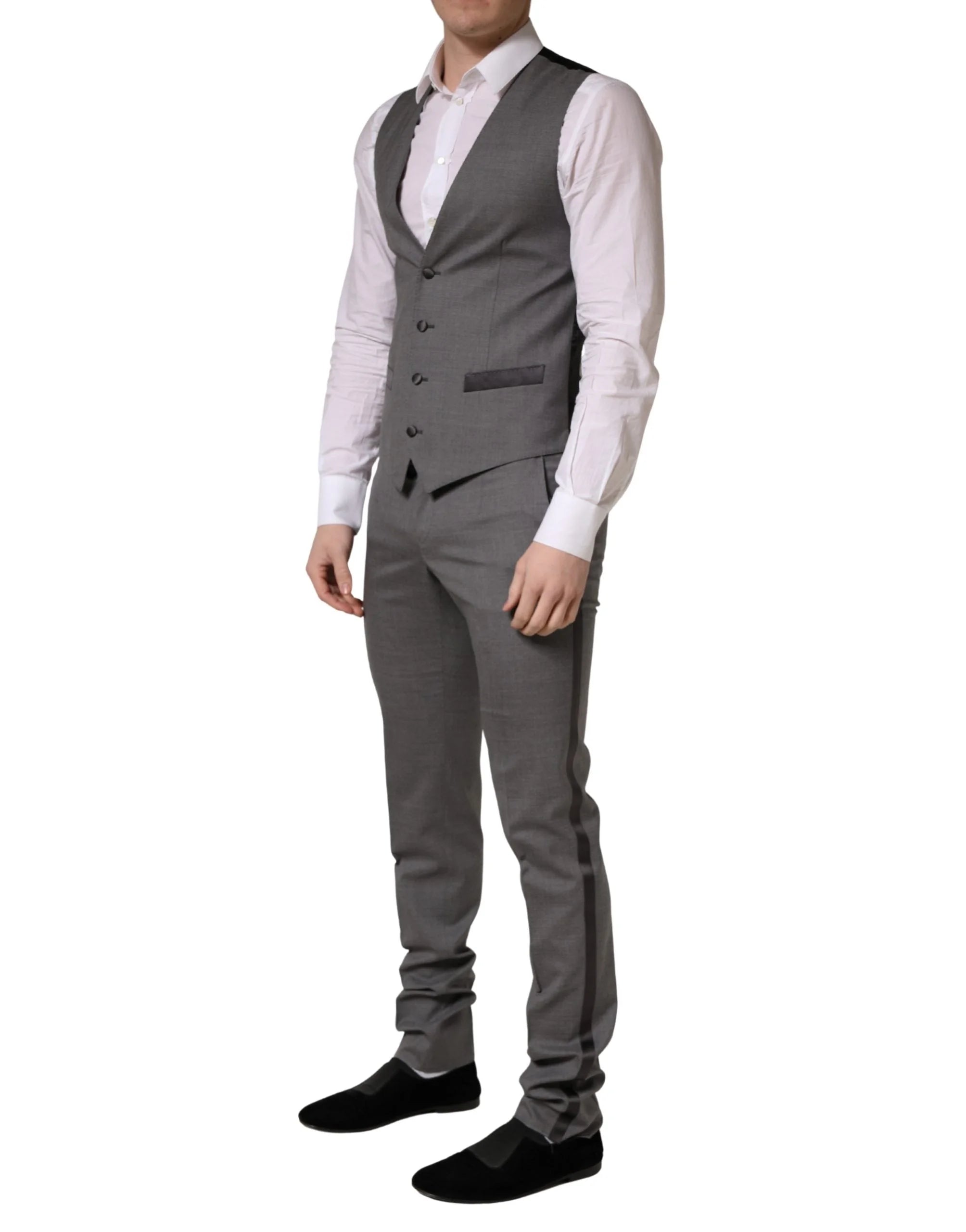 Dolce & Gabbana Gray Wool Single Breasted 1 Button 3PC Suit - IT46 | S