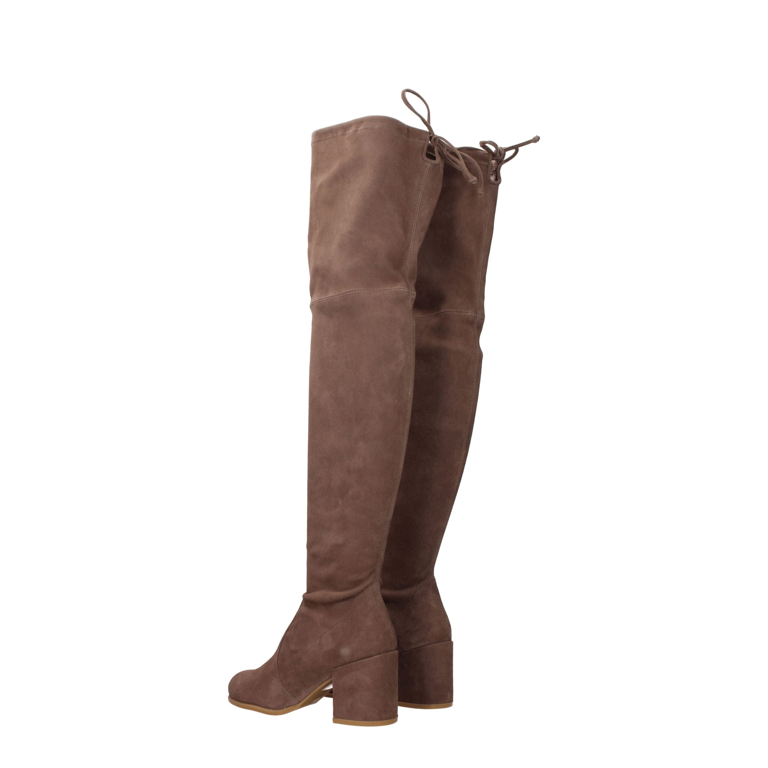 Stuart Weitzman Overknee-Stiefel aus beigefarbenem Leder