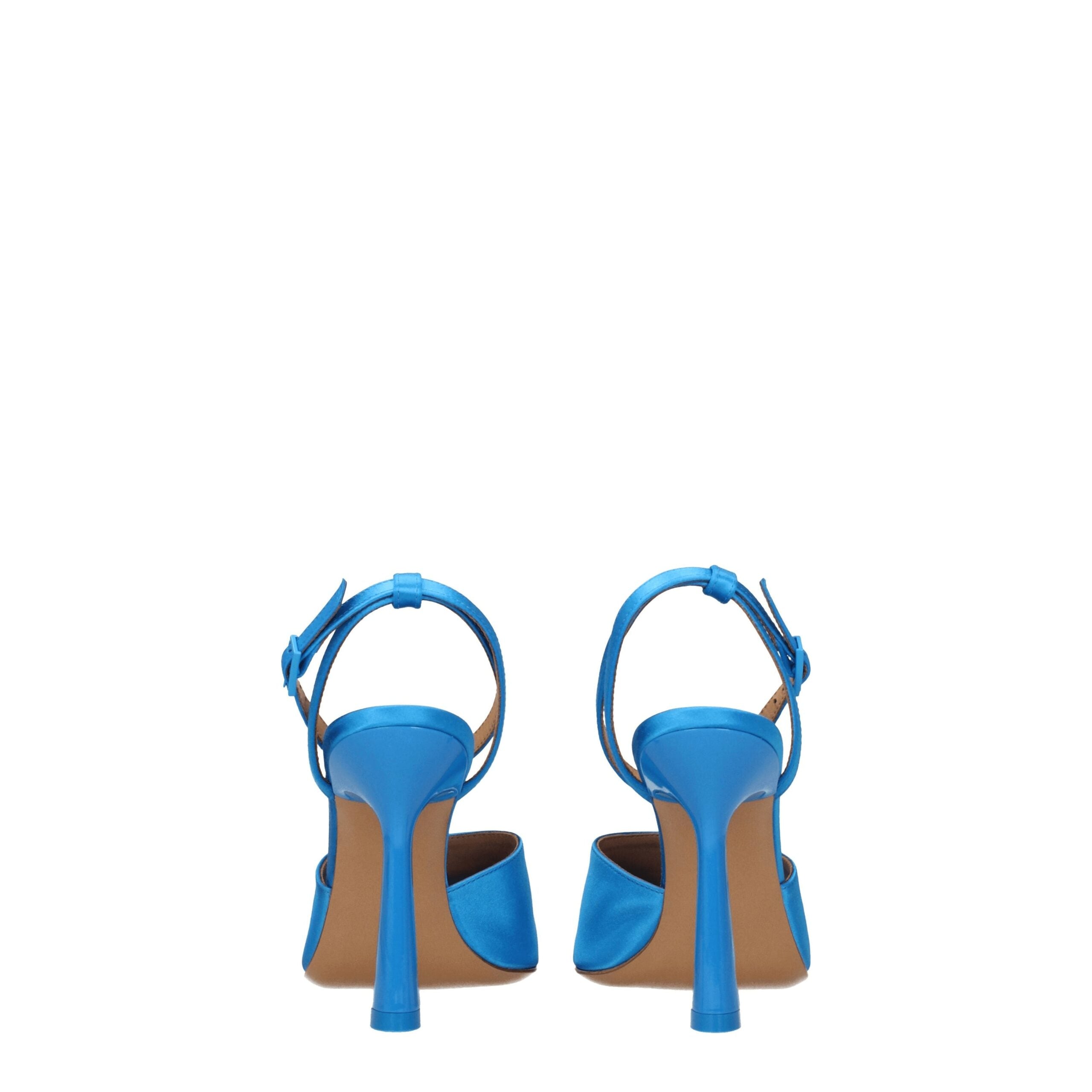 Off-White Blue Satin Stiletto Heels Sandals