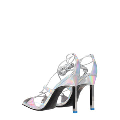 The Attico Gray Leather Stiletto Heels Sandals
