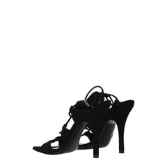 The Attico Black Leather Stiletto Heels Sandals
