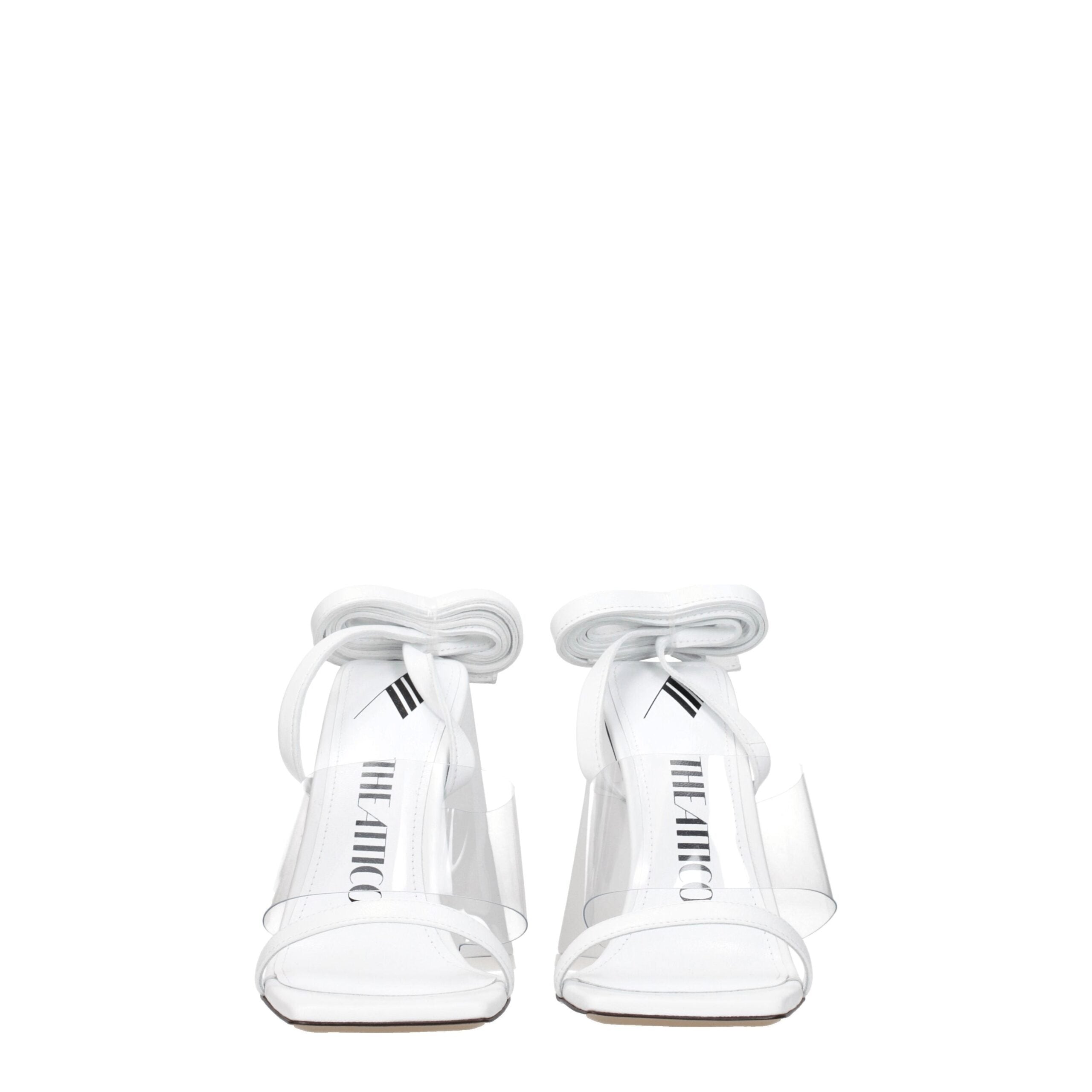 The Attico White Leather Stiletto Heels Sandals