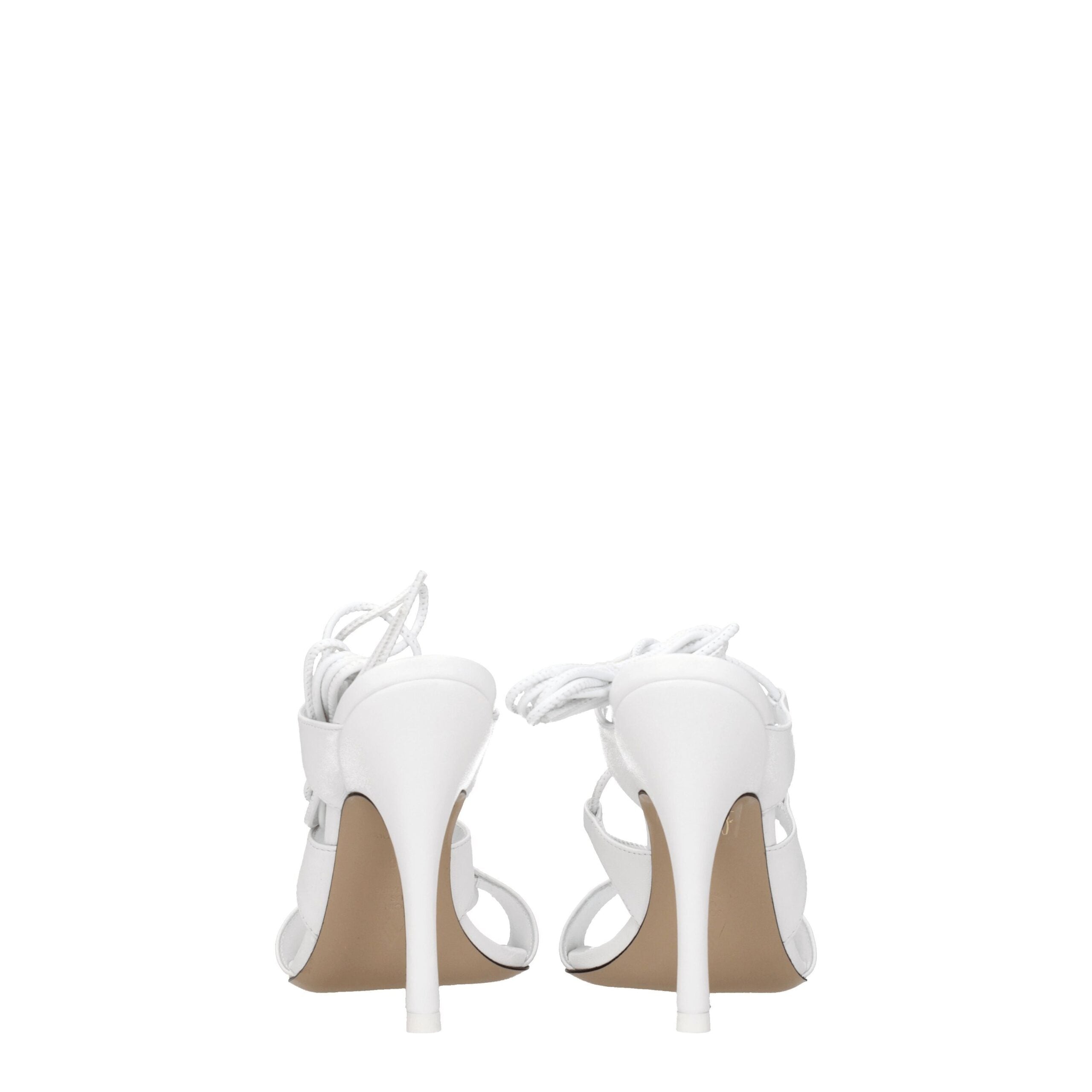 The Attico White Leather Stiletto Heels Sandals
