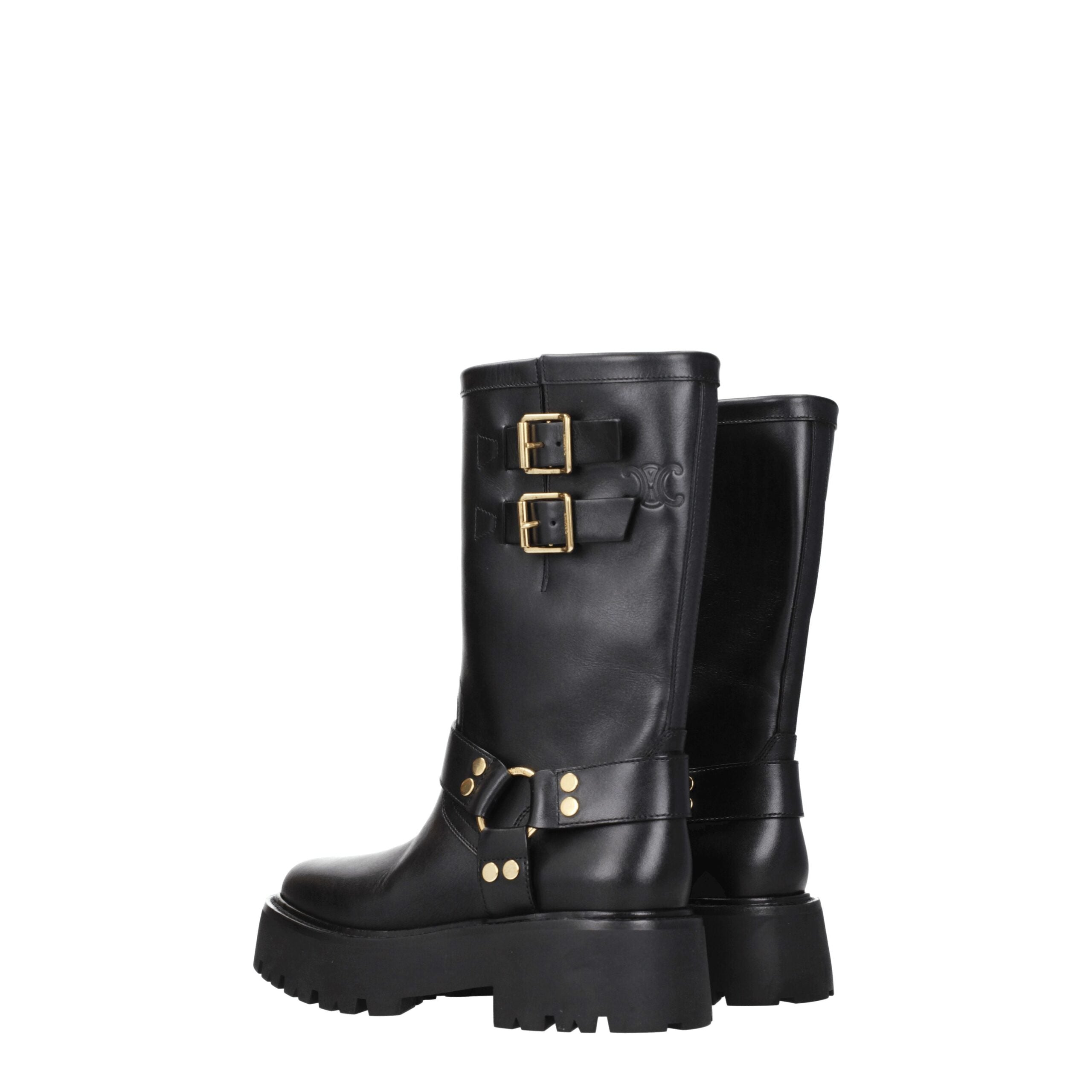 Celine Gold Leather Ankle Boots