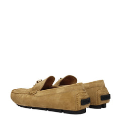 Versace Beige Leather Slip-On Loafers