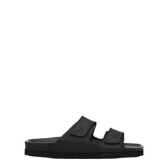 Palm Angels Black Leather Slippers Sandals