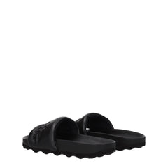 Off-White Black Leather Slippers Sandals