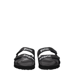 Palm Angels Black Leather Slippers Sandals