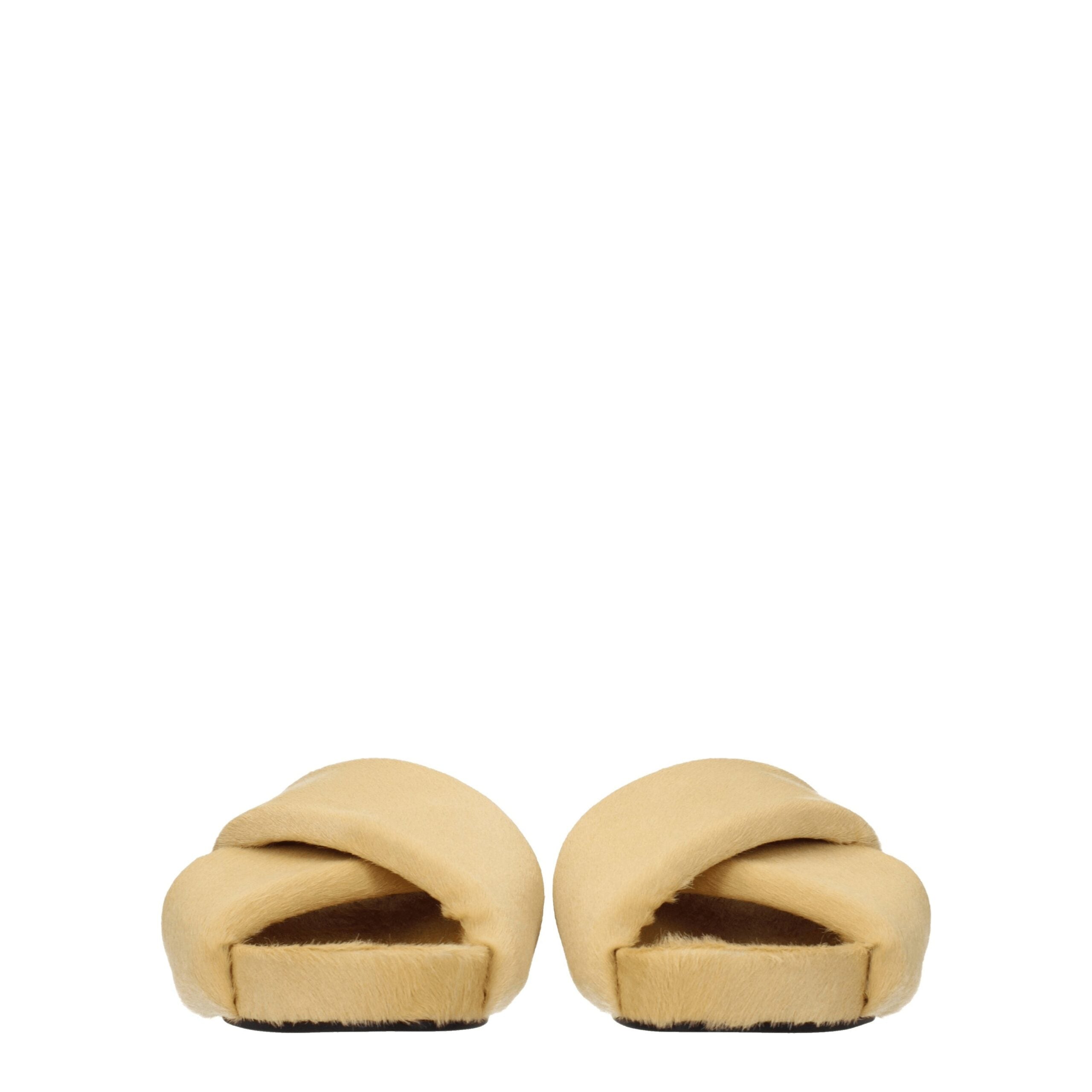 Jil Sander Beige Horsehair Slippers Sandals