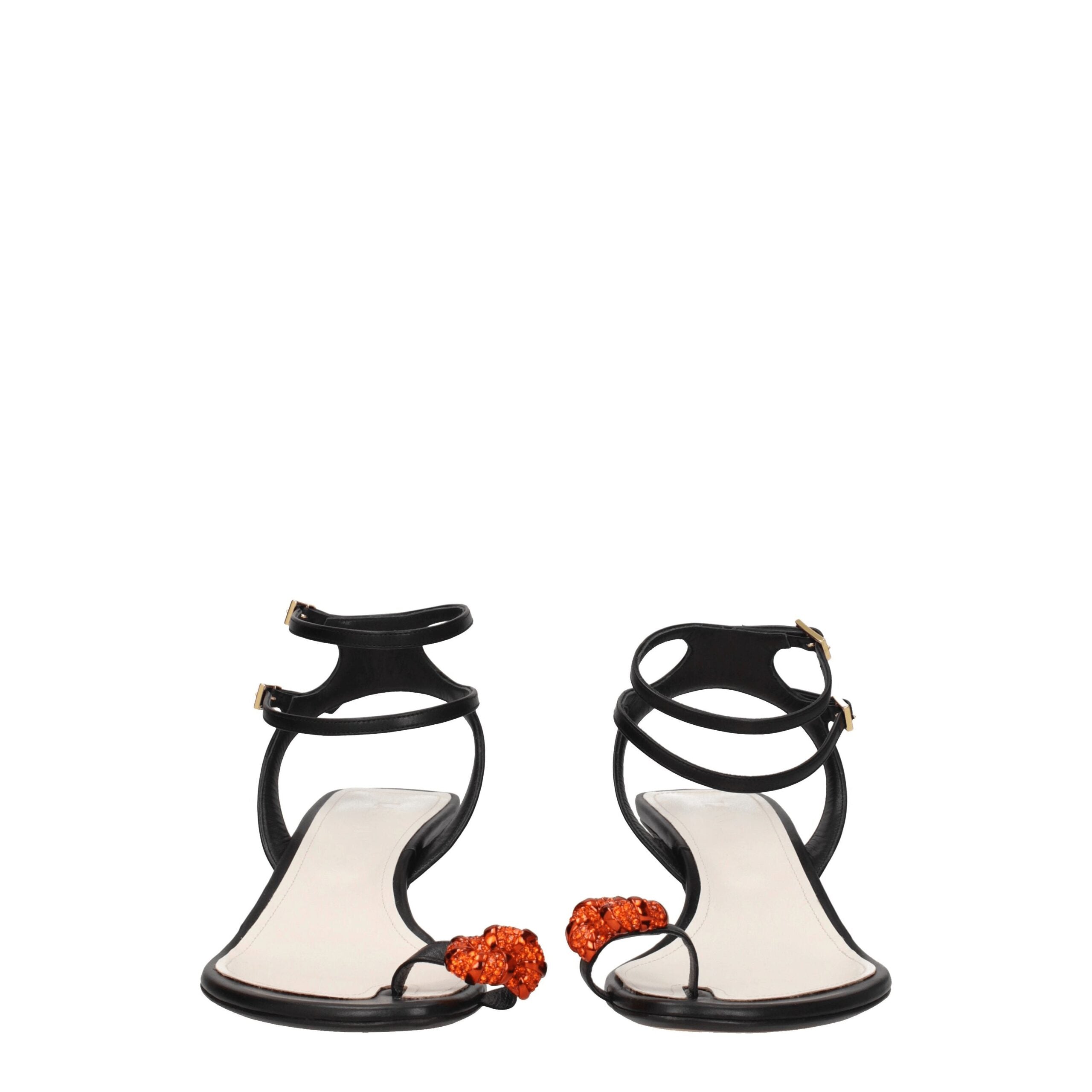 Lanvin Black Leather Stiletto Heels Sandals