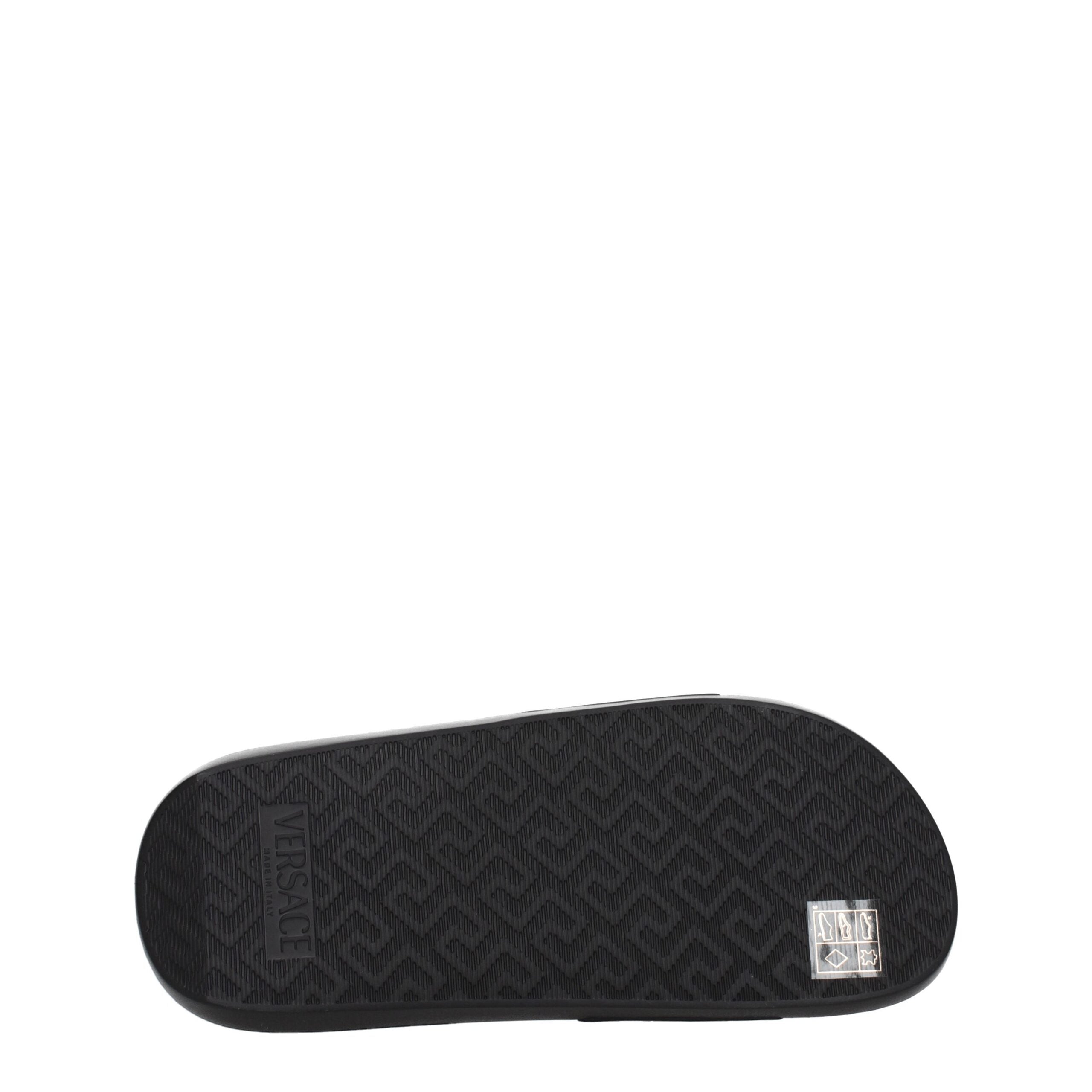Versace Black Leather Slippers Sandals