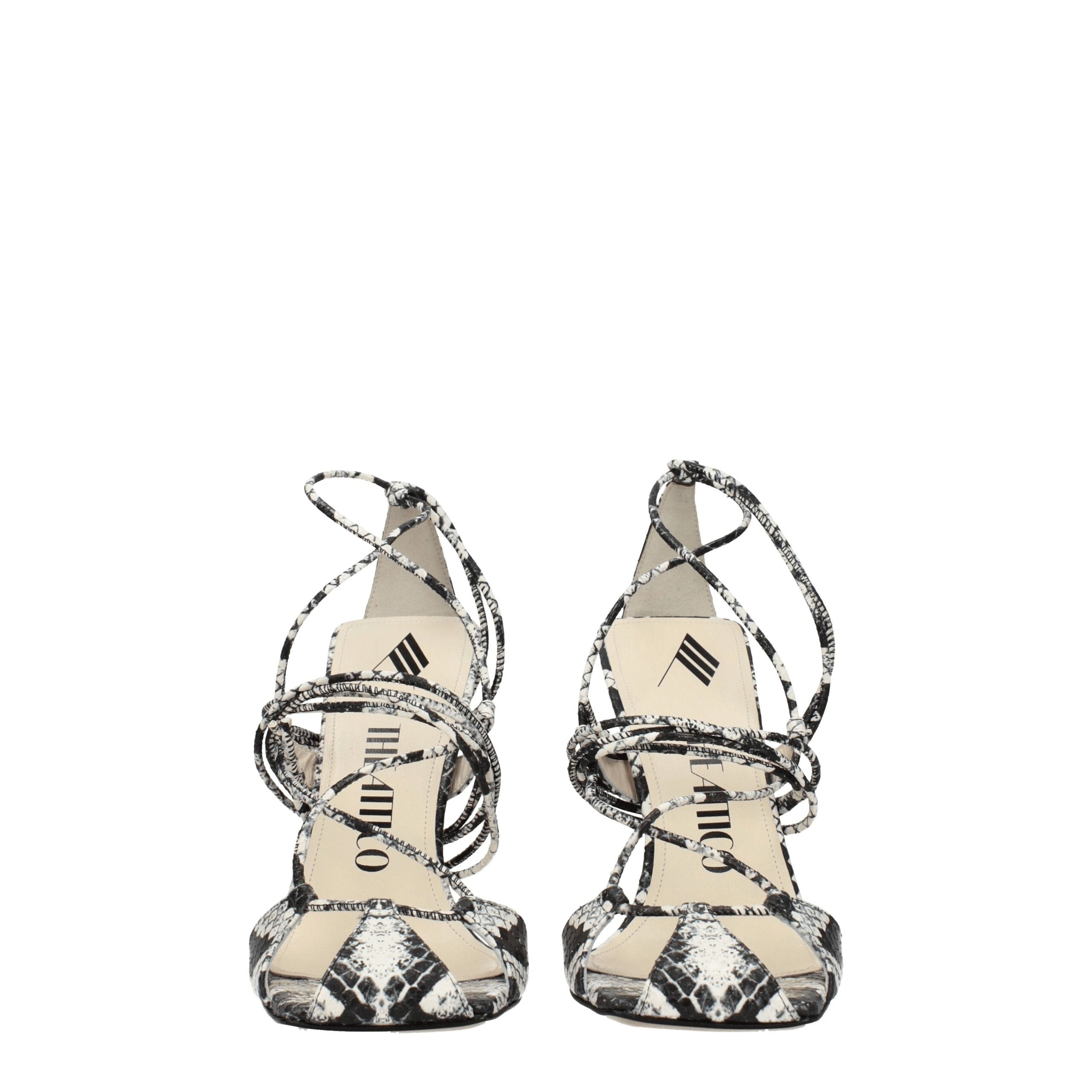 The Attico White Leather Stiletto Heels Sandals