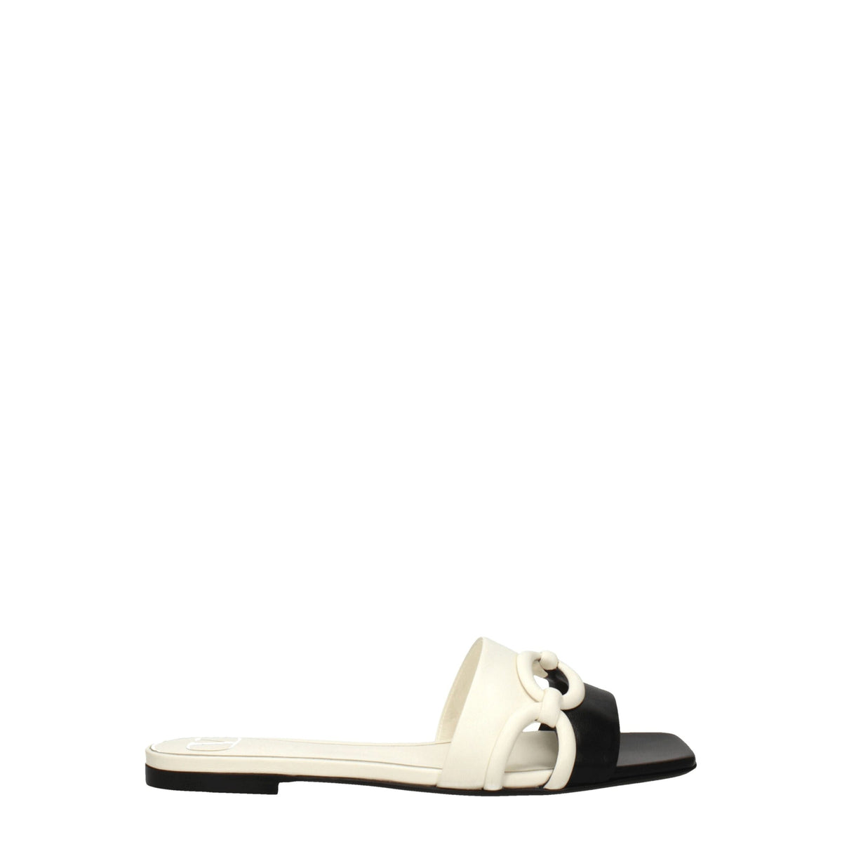 Valentino Garavani Black Leather Slippers Sandals