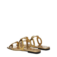 Valentino Garavani Gold Leather Slippers Sandals