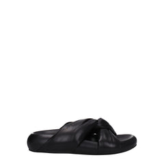 Marni Black Leather Slippers Sandals