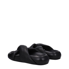Marni Black Leather Slippers Sandals