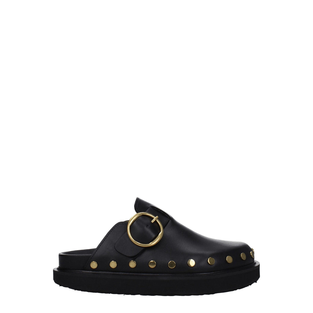 Isabel Marant Black Leather Slippers Sandals