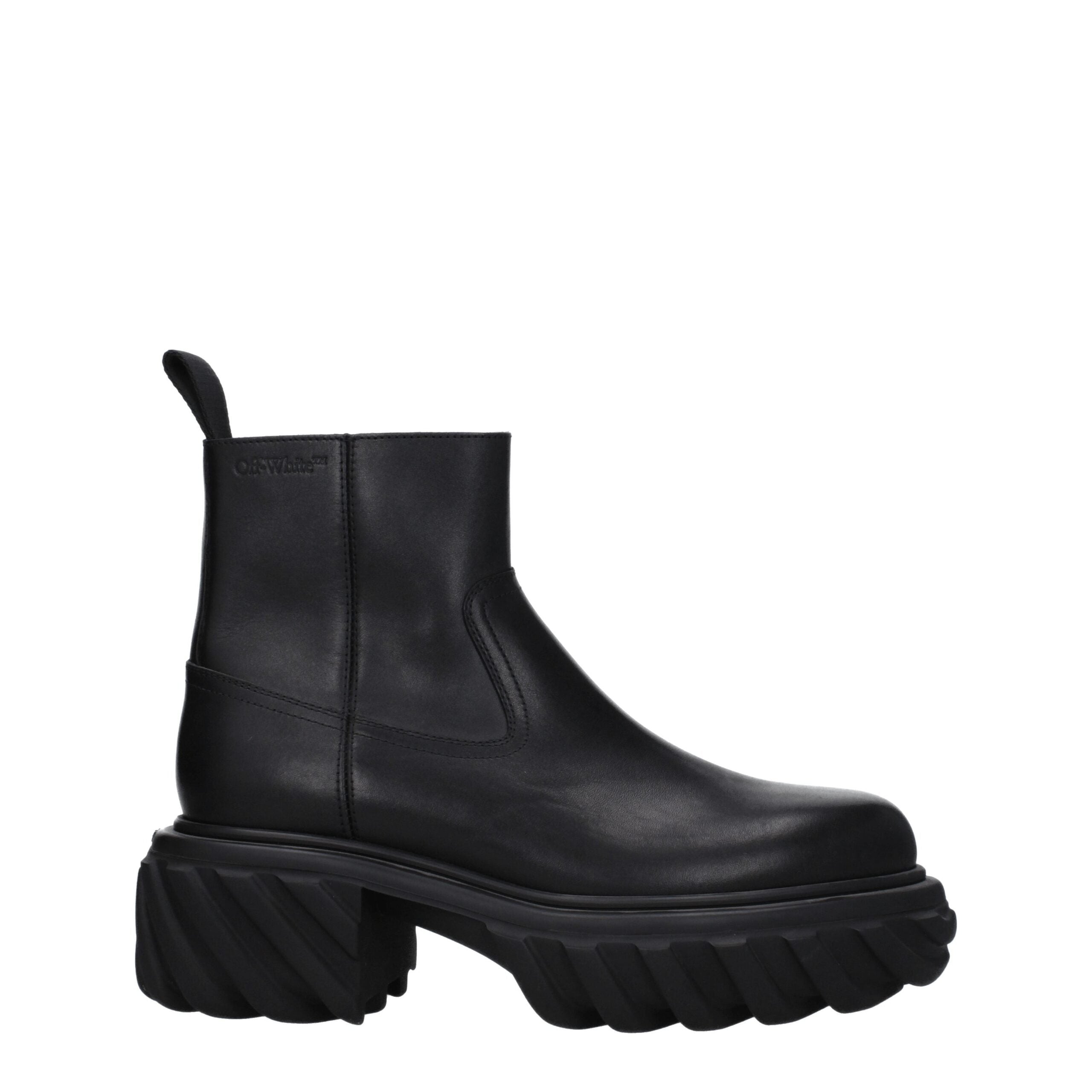 Off-White schwarze Leder-Ankle-Boots