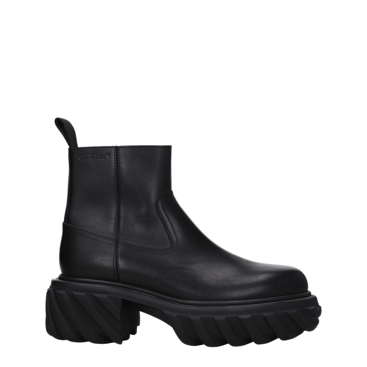 Off-White schwarze Leder-Ankle-Boots