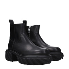 Off-White schwarze Leder-Ankle-Boots