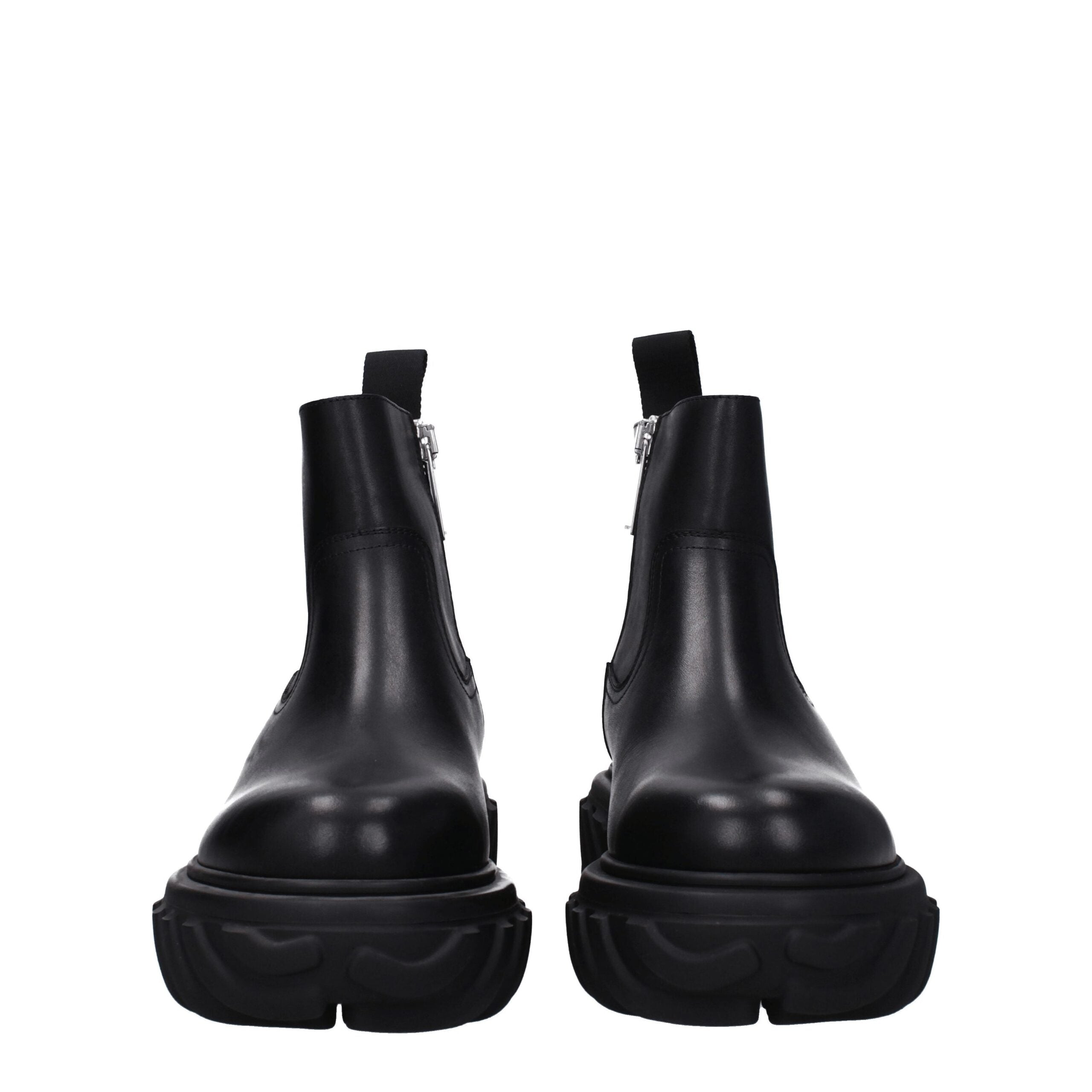 Off-White schwarze Leder-Ankle-Boots
