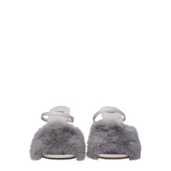 Fendi Gray Mink Slippers Sandals