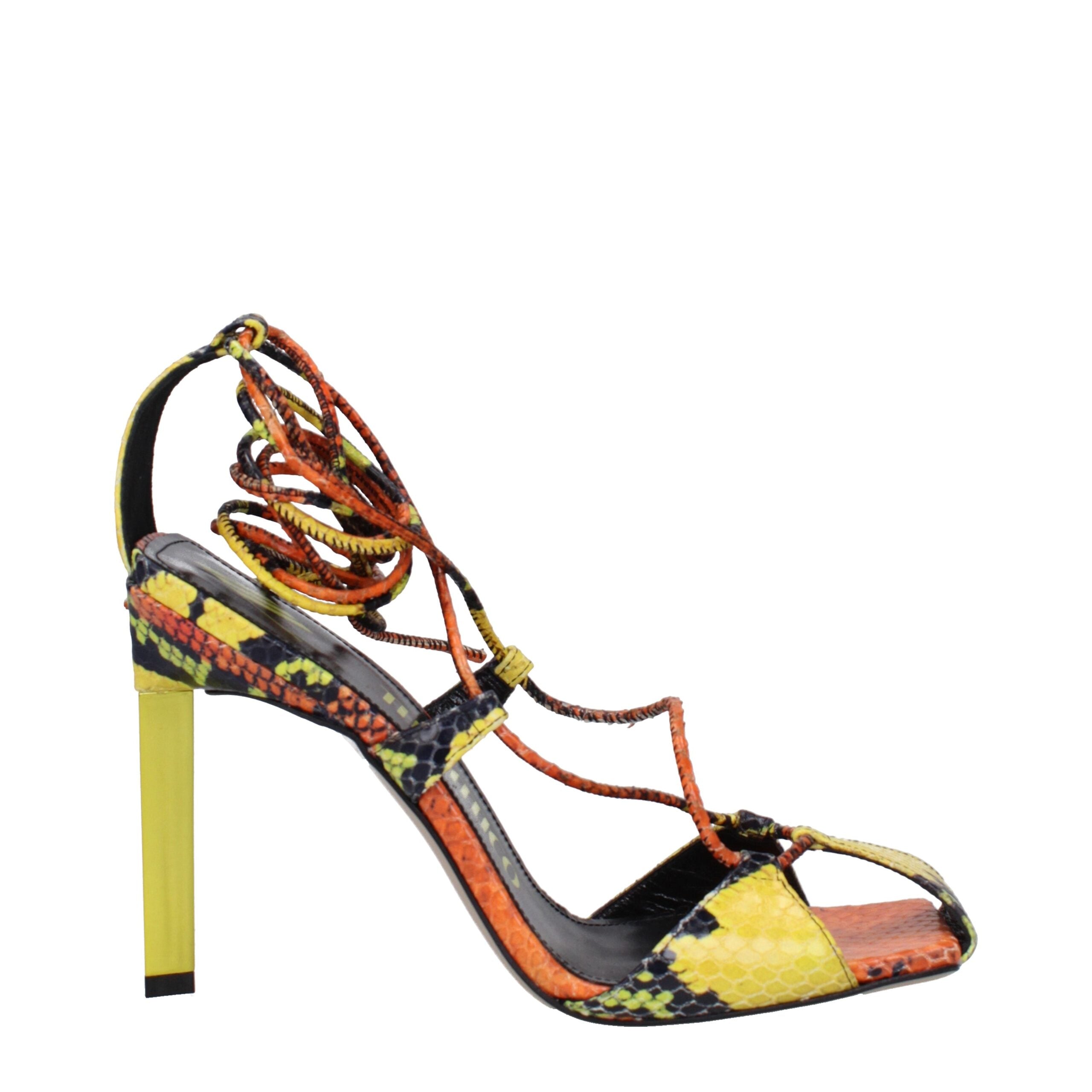 The Attico Orange Leather Stiletto Heels Sandals