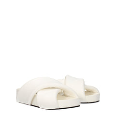 Jil Sander White Leather Slippers Sandals