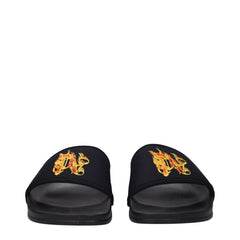 Palm Angels Black Fabric Slippers Sandals