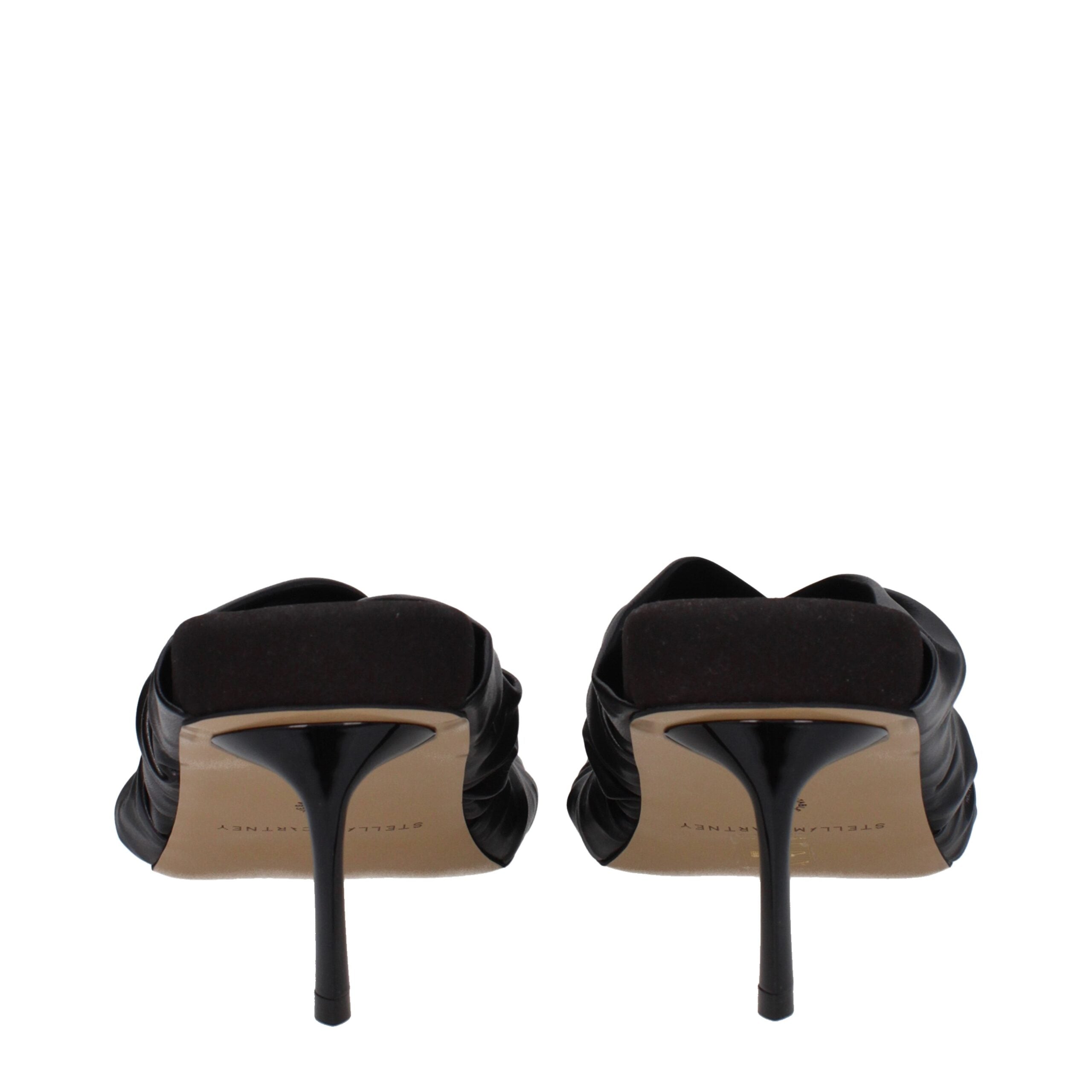 Stella McCartney Black Leather Stiletto Heels Sandals