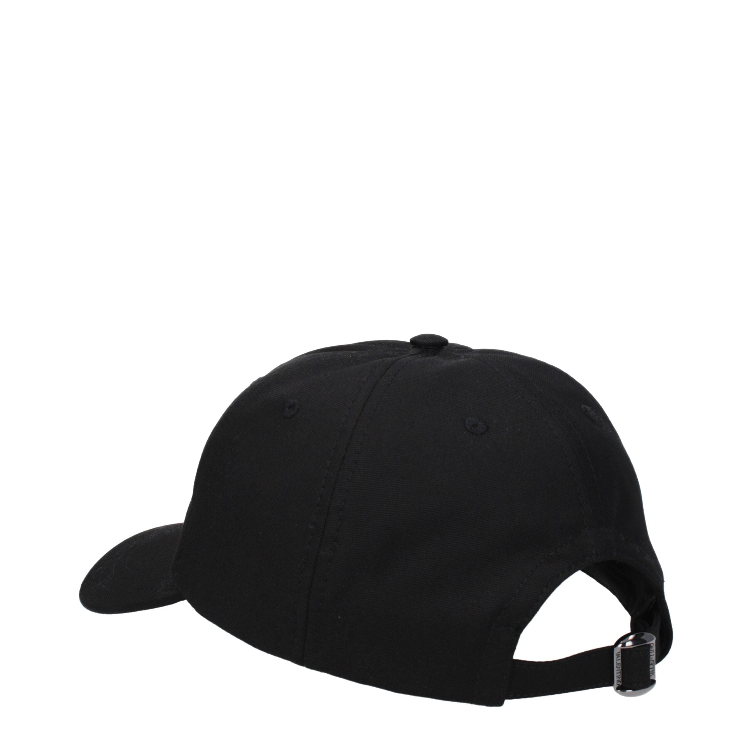 Valentino Garavani Black Cotton Caps (Baseball Hat)
