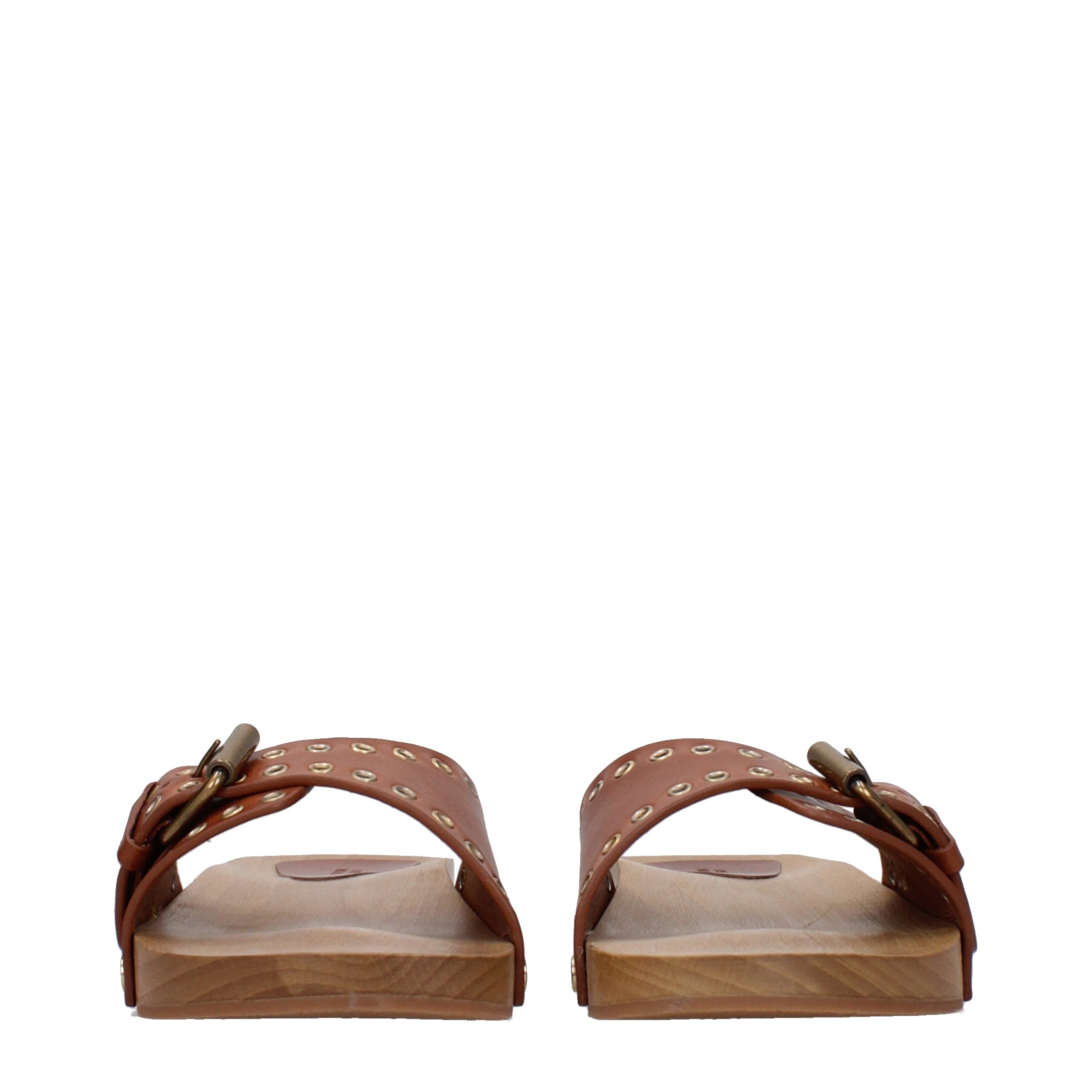 Isabel Marant Brown Leather Slippers Sandals
