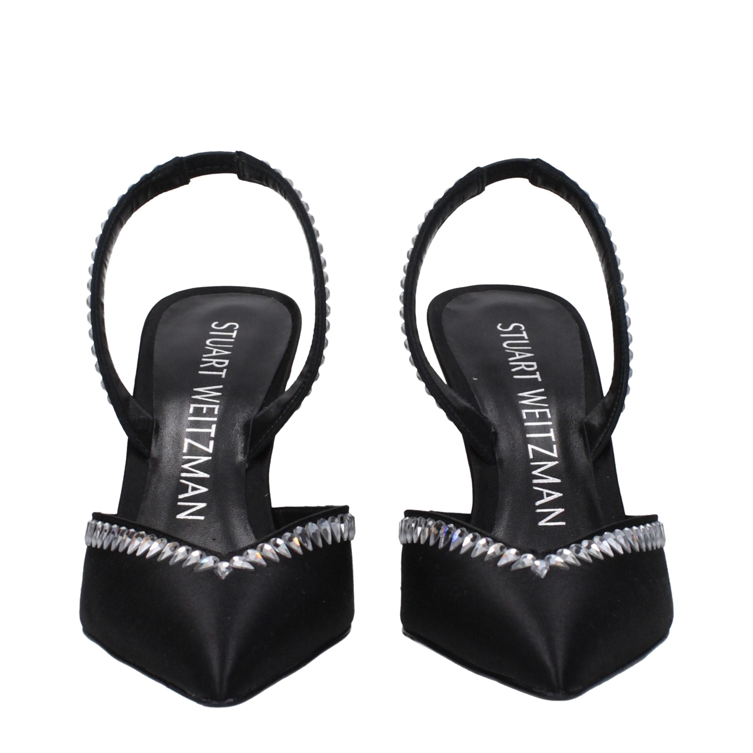 Stuart Weitzman Black Satin Stiletto Heels Sandals