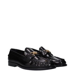 Versace Black Leather Slip-On Loafers