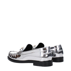 Versace Gray Leather Slip-On Loafers