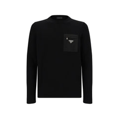 Sweat-shirt en laine polaire noire Prada