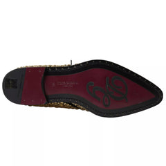 Dolce & Gabbana Black Gold Embellished Derby Shoes