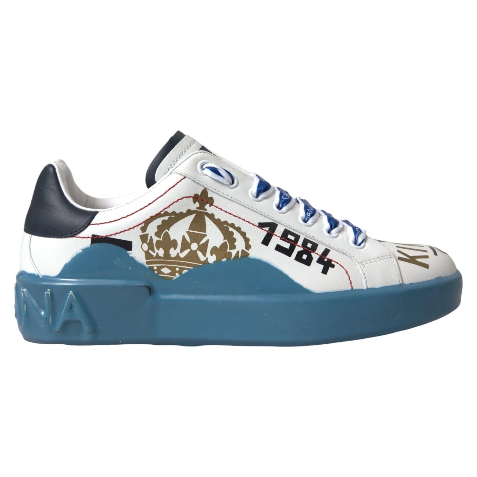 Dolce &amp; Gabbana Portofino Melt Sneakers in Blau-Weiß mit Print