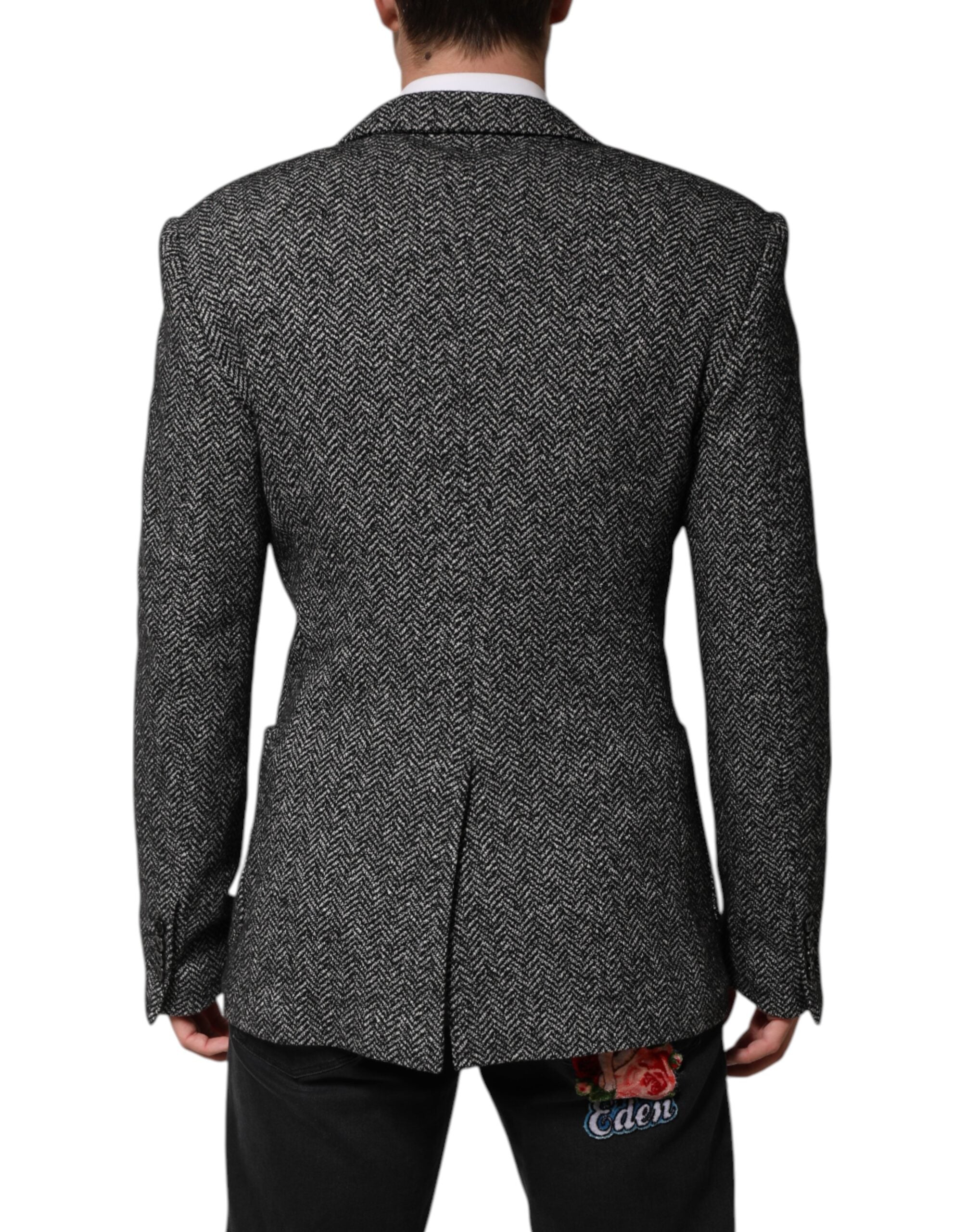 Dolce &amp; Gabbana Schwarz-Weißer Zweireiher Herrenanzug Blazer