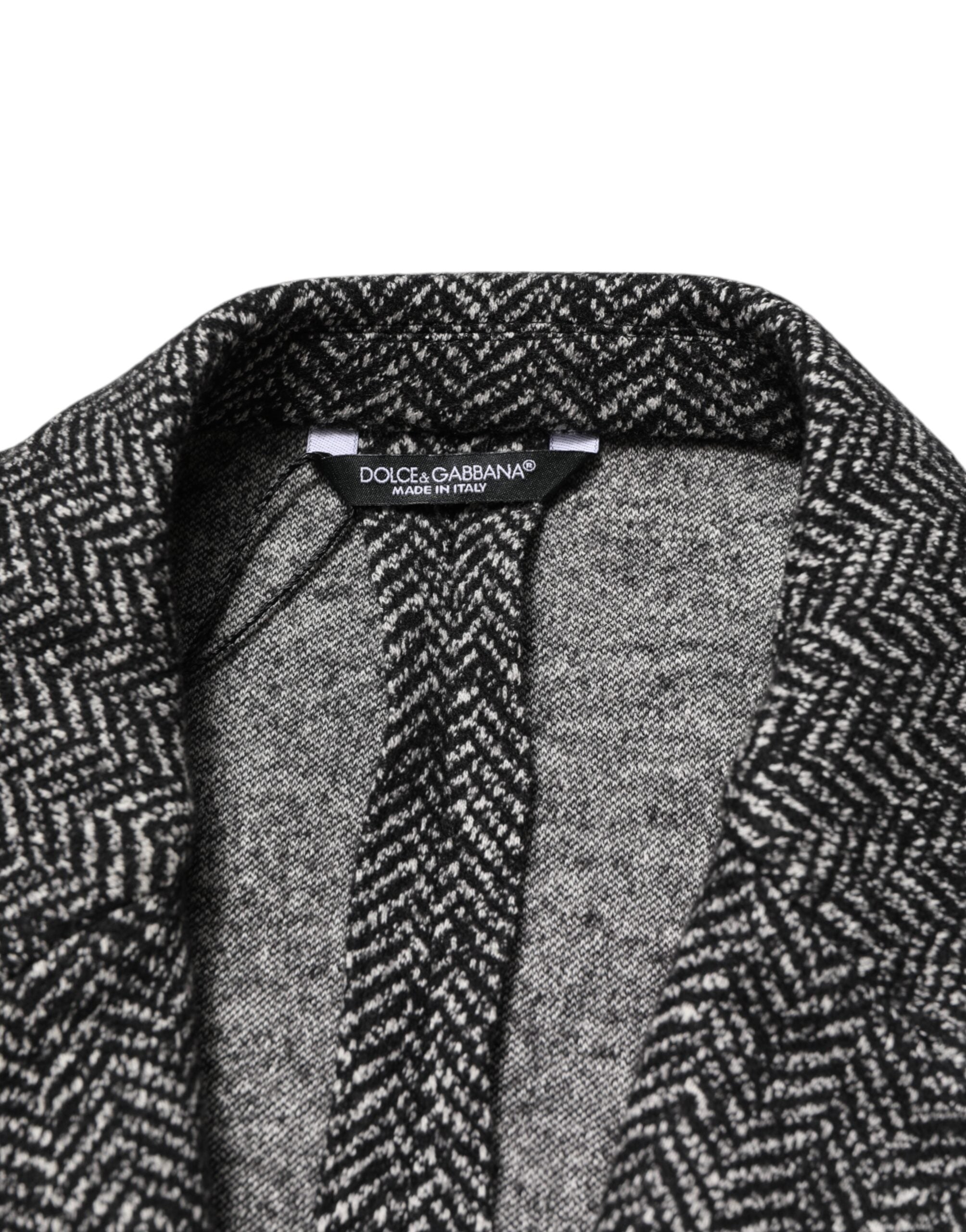 Dolce &amp; Gabbana Schwarz-Weißer Zweireiher Herrenanzug Blazer