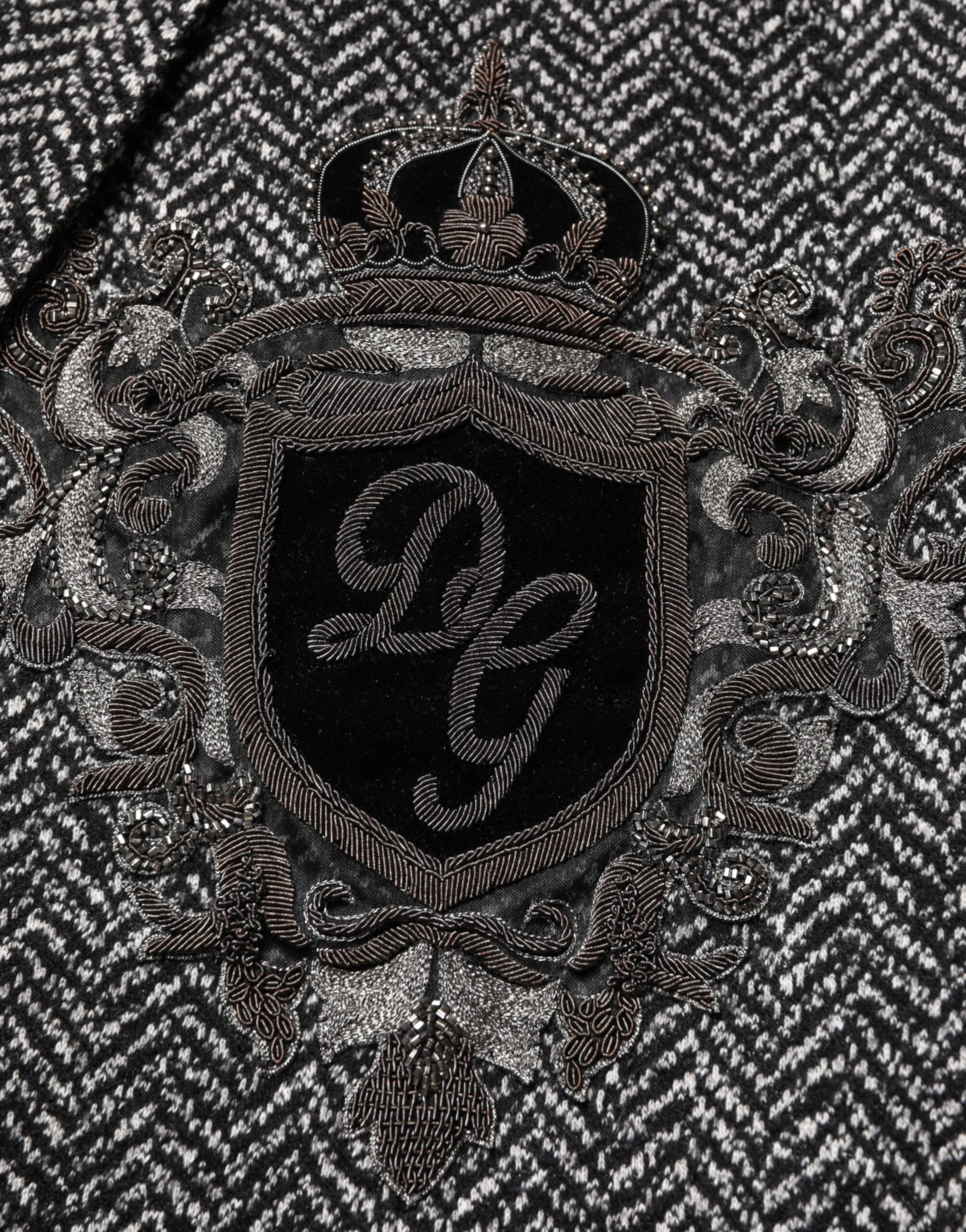 Dolce &amp; Gabbana Schwarz-Weißer Zweireiher Herrenanzug Blazer