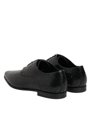 Dolce & Gabbana Black Exotic Leather Lace Up Derby Shoes
