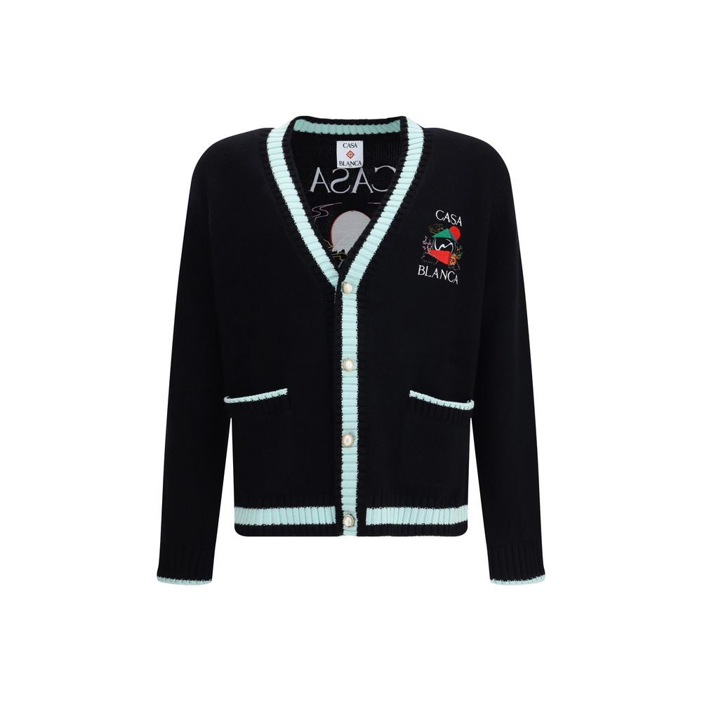 Cardigan brodé en laine mérinos Casablanca