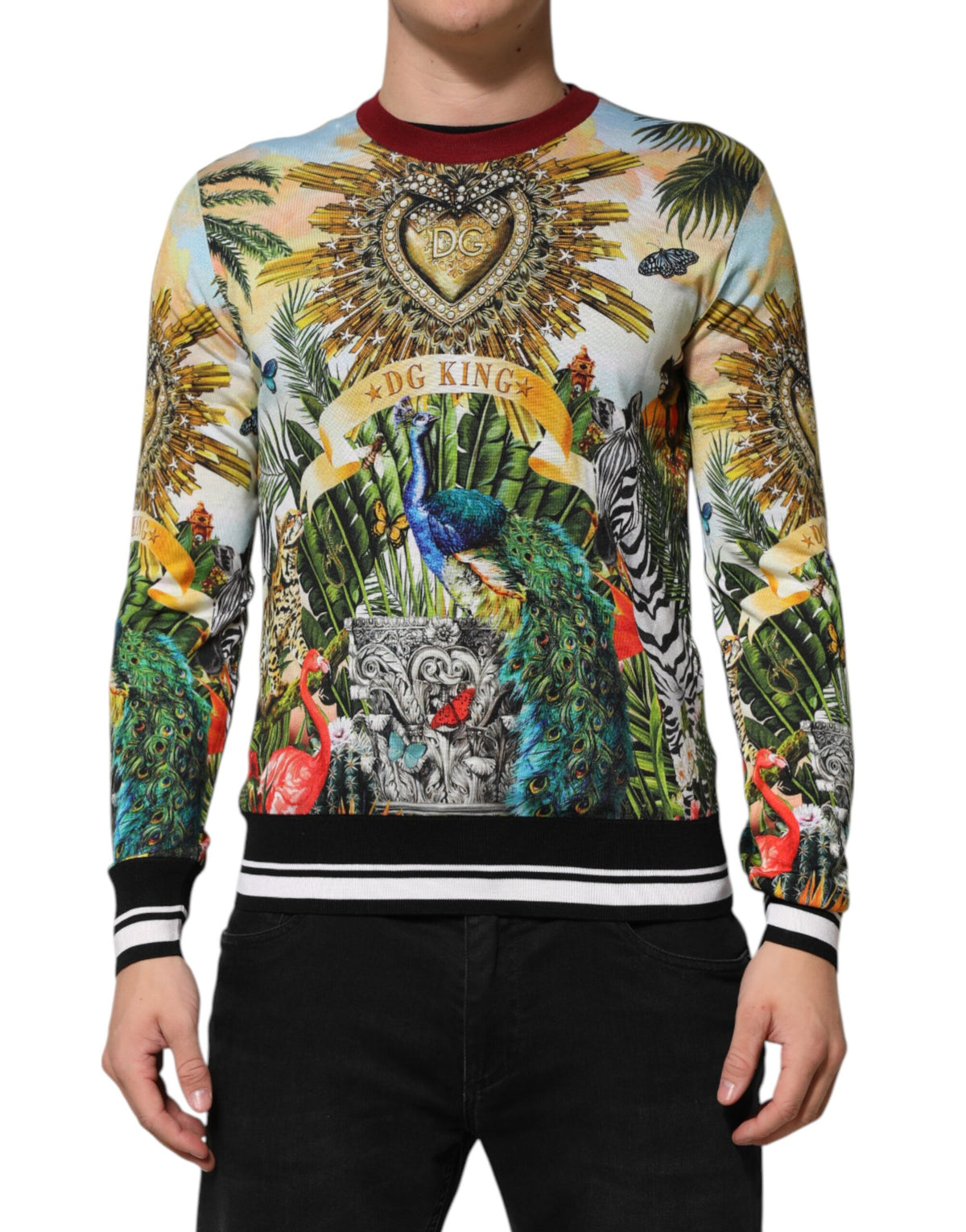 Pull en soie Dolce &amp; Gabbana Tropical Heart Crown
